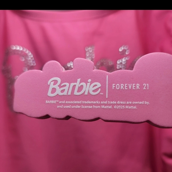 Barbie x Forever 21 Barbie Pink Rhinestone Bling One-Piece Swimsuit Girl Sz 9/10 - Picture 6 of 14